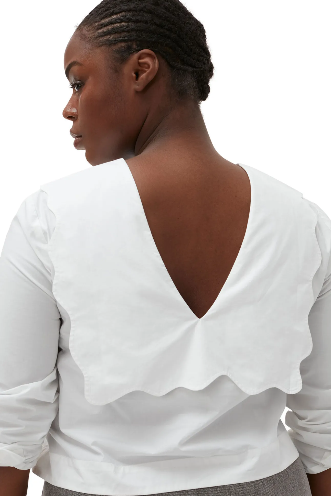 Online GANNI Rhythm-Kragenbluse Aus Cotton Poplin Bright White