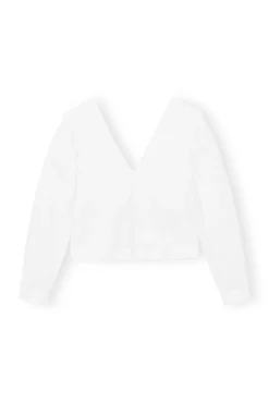 Online GANNI Rhythm-Kragenbluse Aus Cotton Poplin Bright White