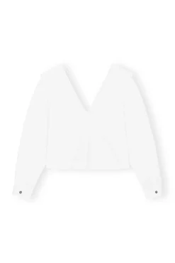 Online GANNI Rhythm-Kragenbluse Aus Cotton Poplin Bright White