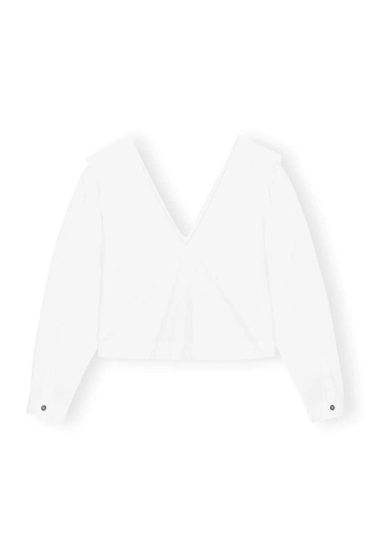 Online GANNI Rhythm-Kragenbluse Aus Cotton Poplin Bright White
