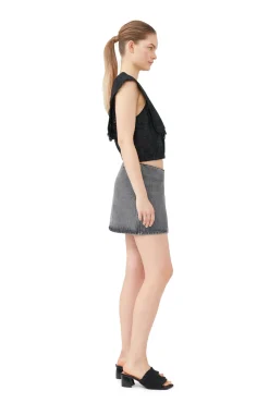Best Sale GANNI Rhythm-Kragen-Top Mit Lochstickerei Black