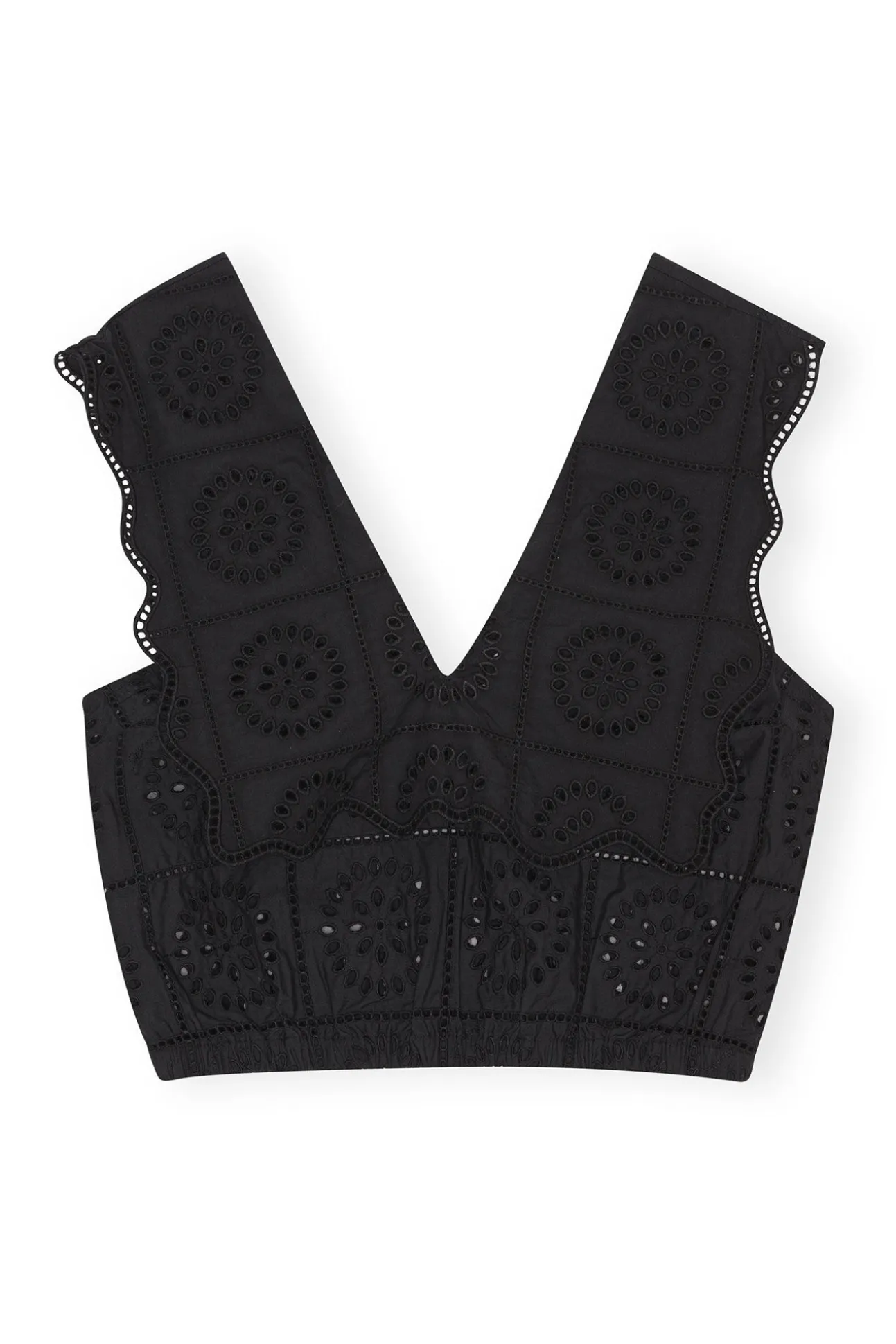 Best Sale GANNI Rhythm-Kragen-Top Mit Lochstickerei Black