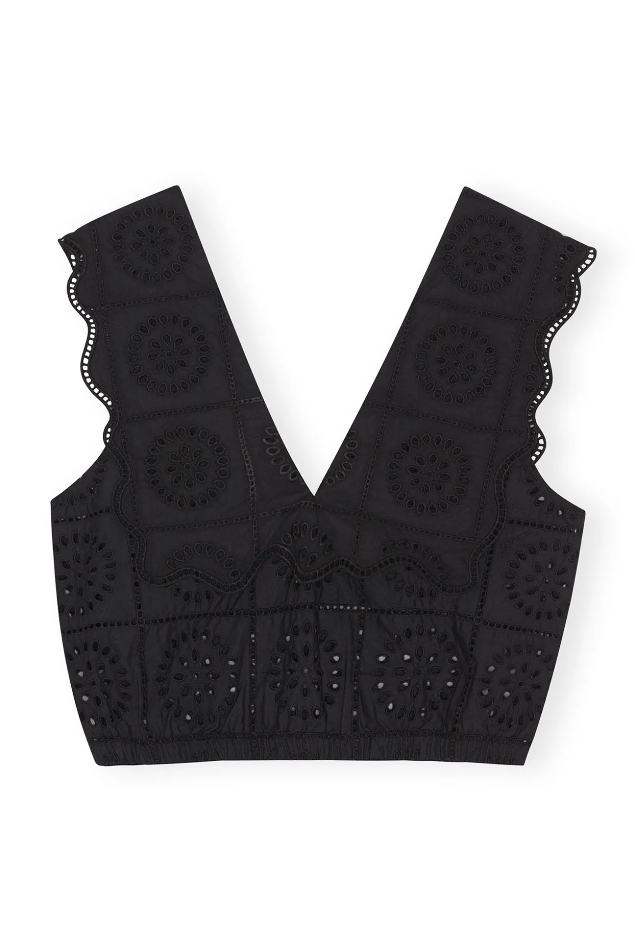 Best Sale GANNI Rhythm-Kragen-Top Mit Lochstickerei Black