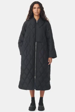 Shop GANNI Ripstop-SteppMäntel Black