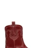 Sale GANNI Rote Bestickte Niedrige Westernstiefel Barbados Cherry