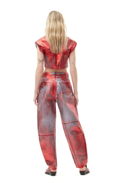 Discount GANNI Rote Foil-Jeansweste Red Alert