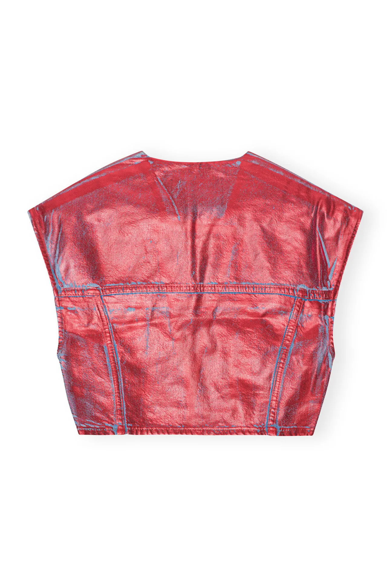 Discount GANNI Rote Foil-Jeansweste Red Alert