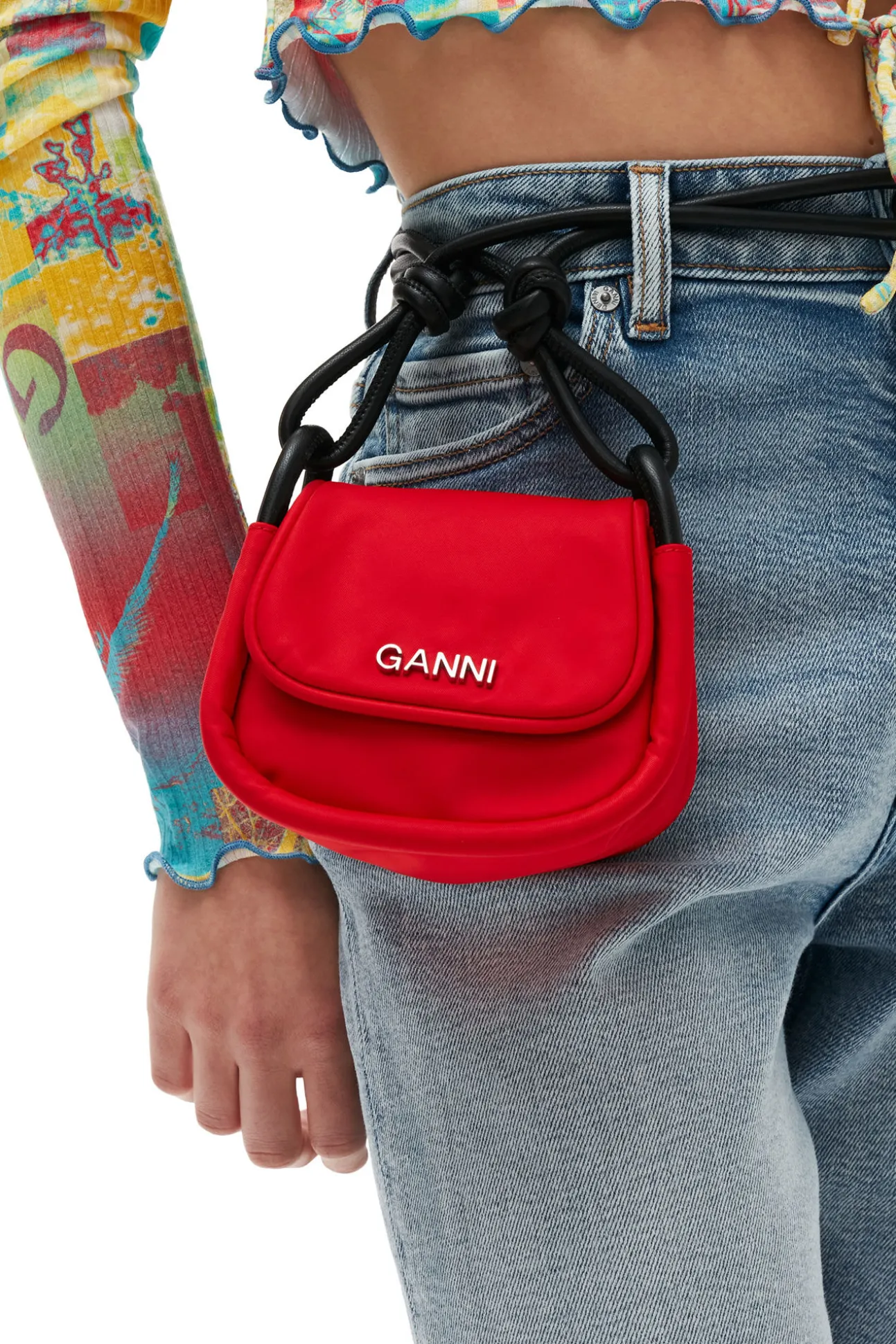Sale GANNI Rote Umklappbare Tasche Mit Knoten Fiery Red