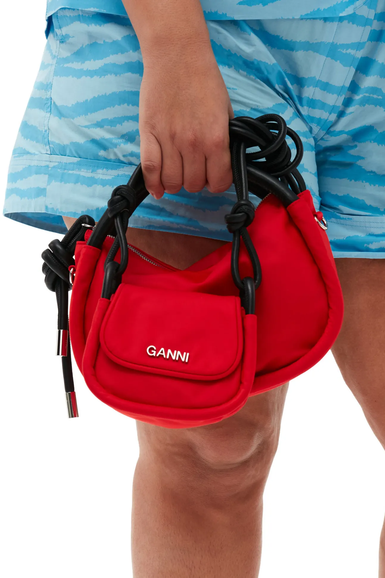 Sale GANNI Rote Umklappbare Tasche Mit Knoten Fiery Red