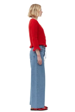 Hot GANNI Roter Mohair-Cardigan Racing Red