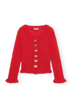 Hot GANNI Roter Mohair-Cardigan Racing Red