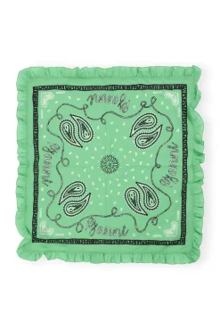 Sale GANNI Ruffled Cotton Bandana Printed Peapod