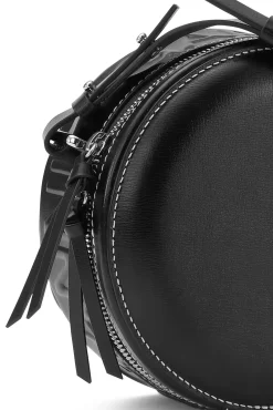 Outlet GANNI Runde Logo-Umhangetasche Black