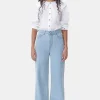 Shop GANNI Ruschenkragenhemd Aus Poplin Bright White