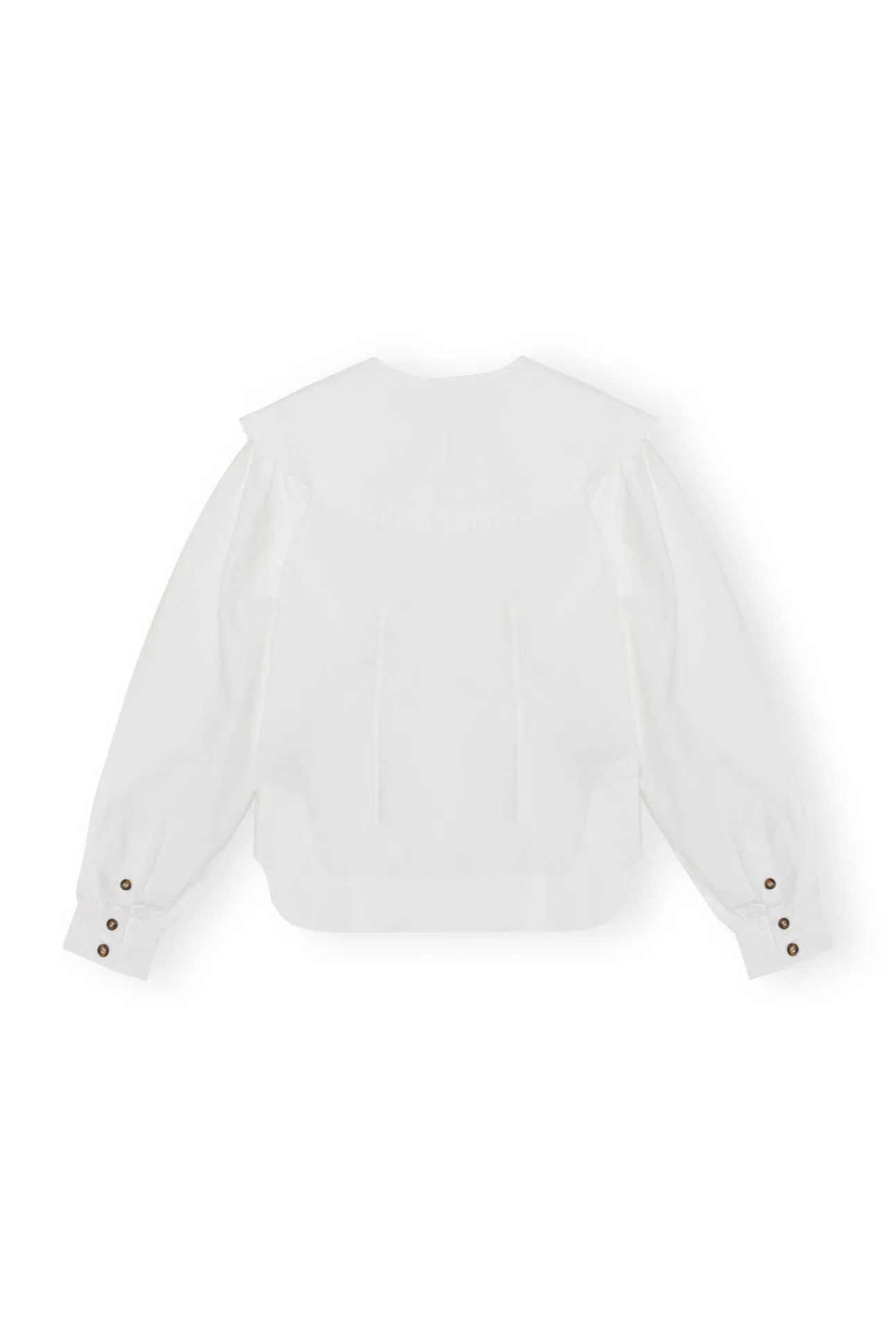 Shop GANNI Ruschenkragenhemd Aus Poplin Bright White