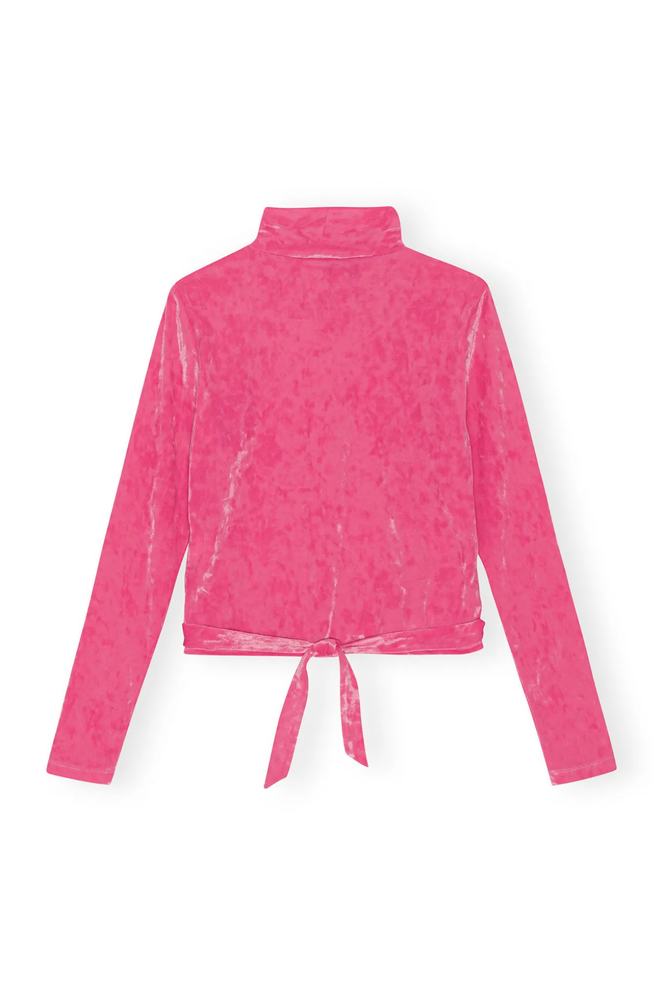 Shop GANNI Samt-Wickelbluse Shocking Pink
