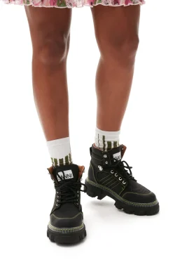 Outlet GANNI Schnurbarer Wanderschuh Black