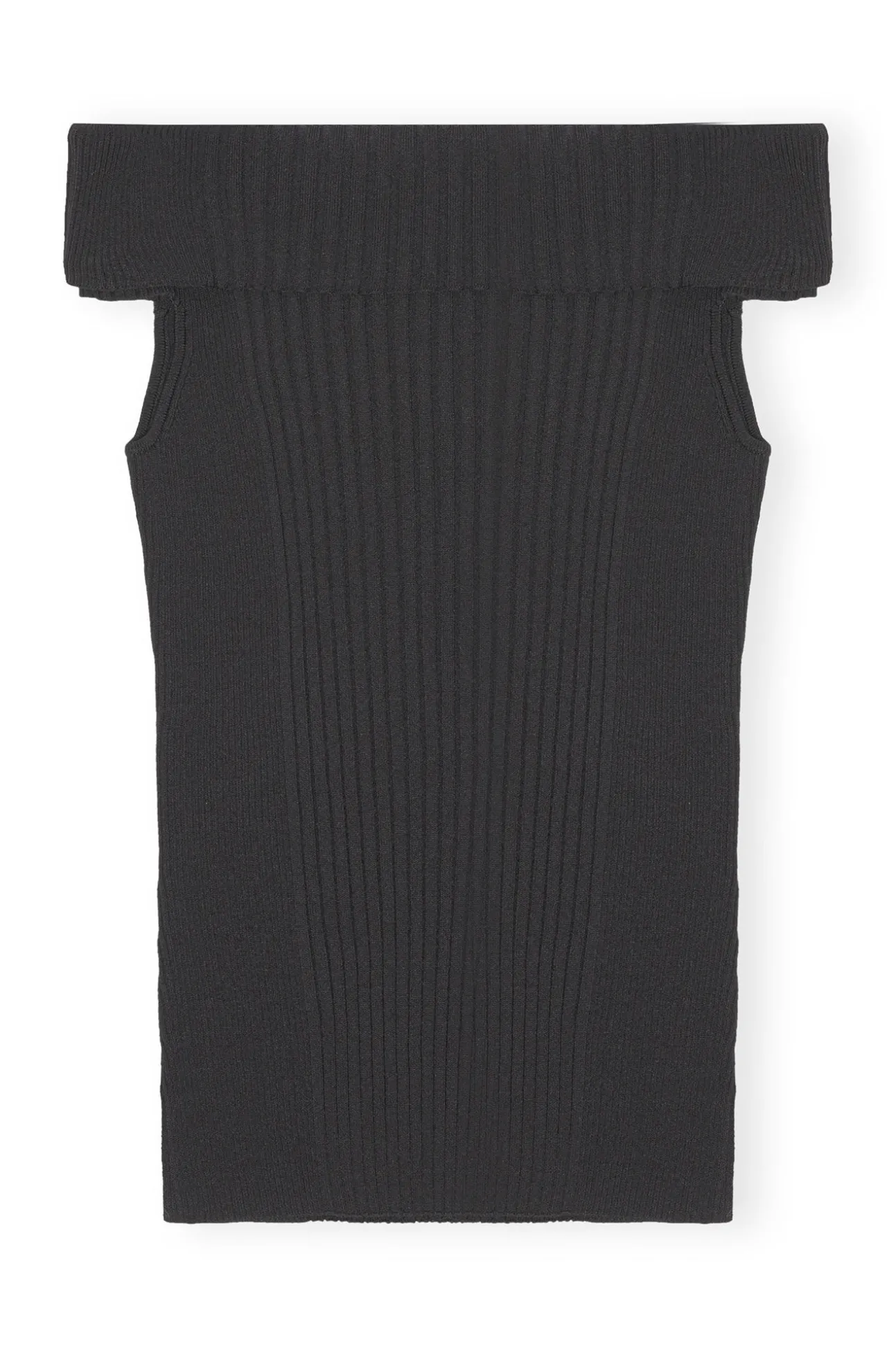 Sale GANNI Schulterfreies Melange-Strick-Oberteil Black