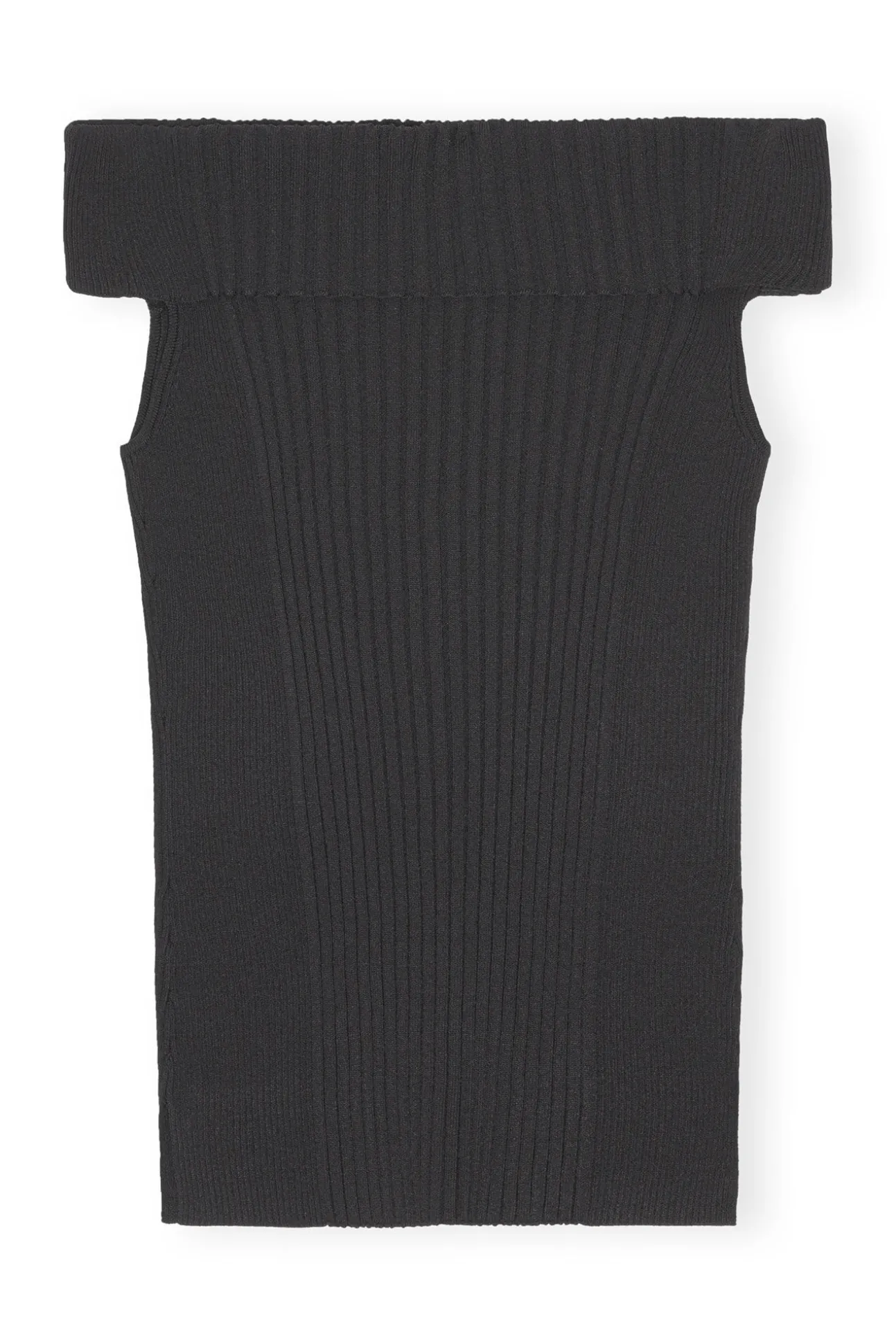 Sale GANNI Schulterfreies Melange-Strick-Oberteil Black