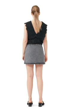 Hot GANNI Schwarz Gewaschener Wickel-Minirock Sharkskin