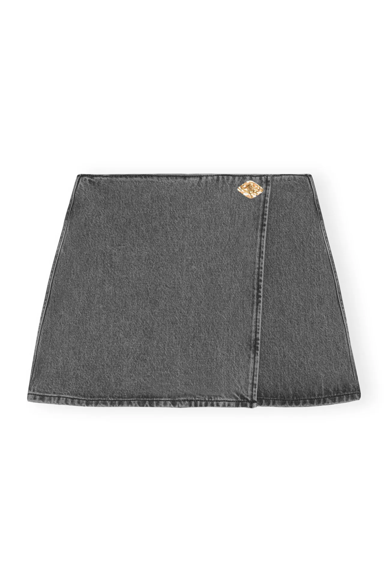 Hot GANNI Schwarz Gewaschener Wickel-Minirock Sharkskin