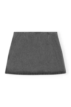Hot GANNI Schwarz Gewaschener Wickel-Minirock Sharkskin