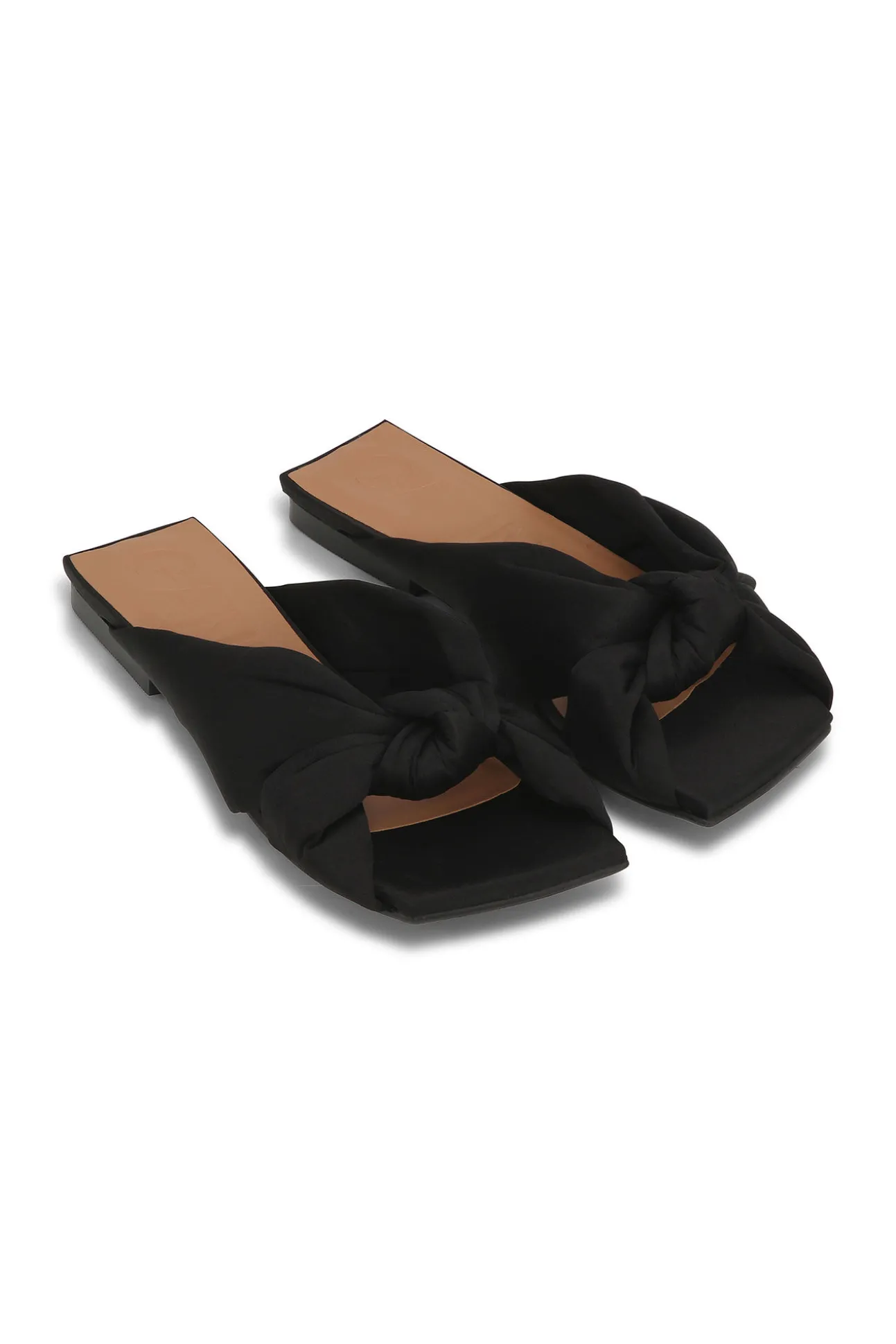 Clearance GANNI Schwarze Flache Pantoletten Mit Sanften Knoten Black
