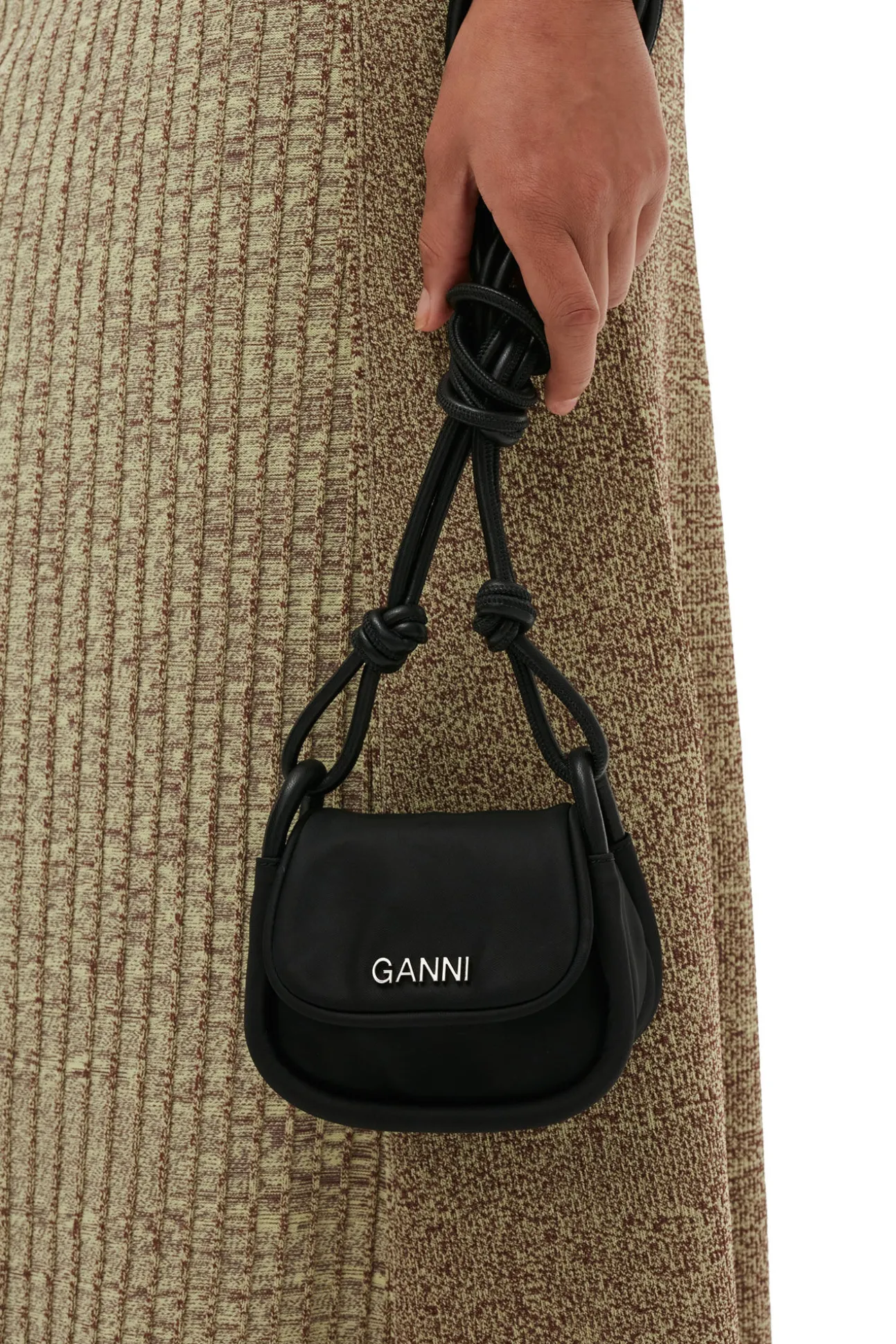 Sale GANNI Schwarze Umklappbare Tasche Mit Knoten Black
