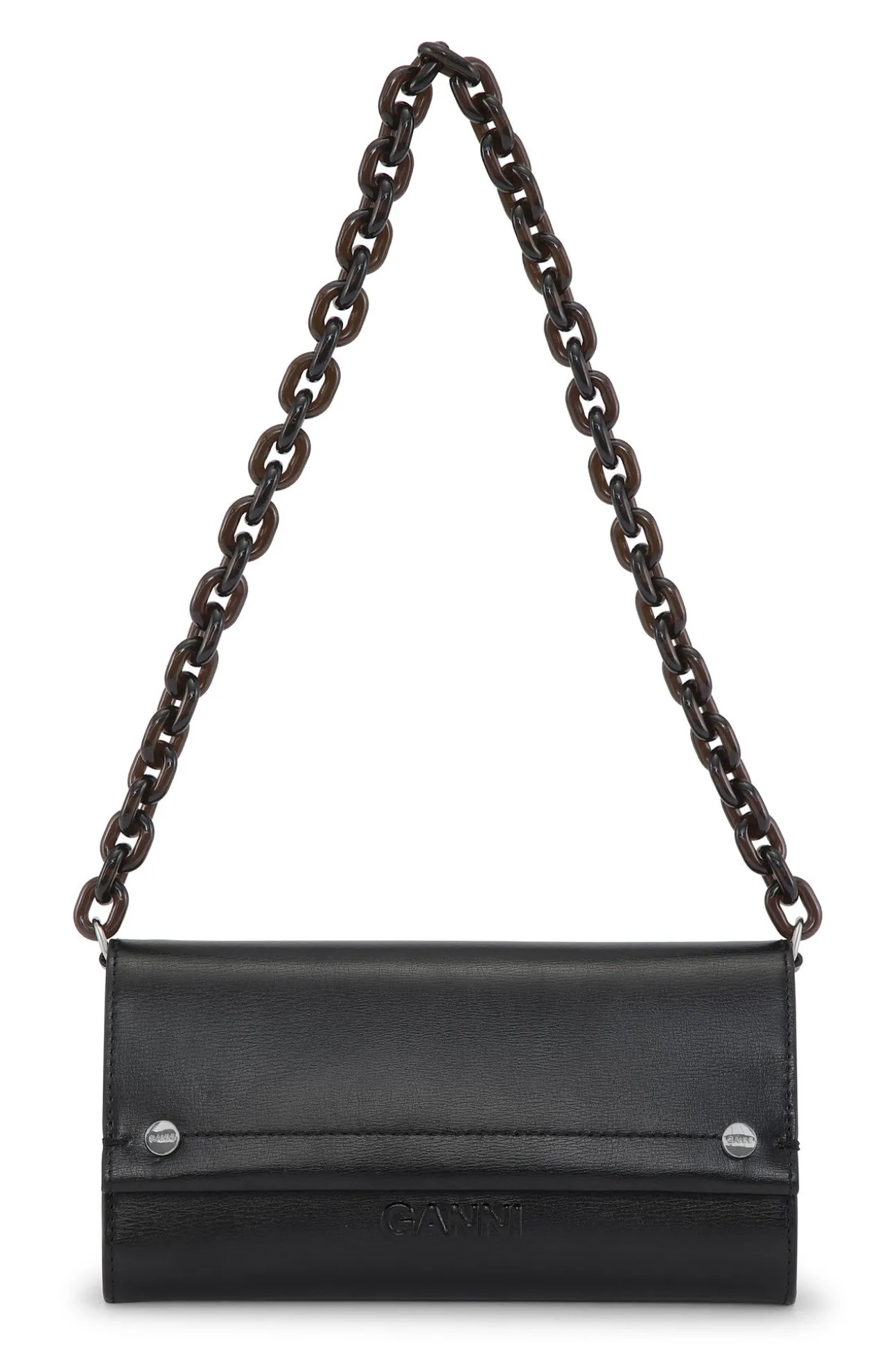 Cheap GANNI Schwarzes Banner-Envelope-Portemonnaie Mit Kette Black