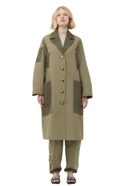Online GANNI Schwerer Twill-Mäntel Aloe