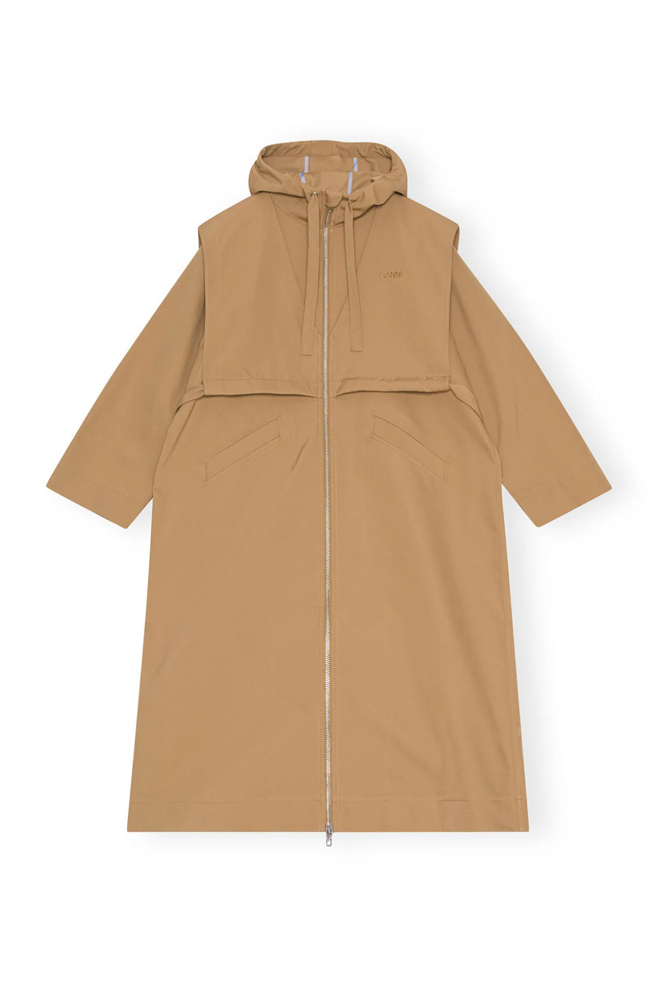 Best GANNI Schwerer Twill-Mäntel In Oversize-Passform Petrified Oak