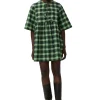Hot GANNI Seersucker Check Ribbon Mini Dress Peapod