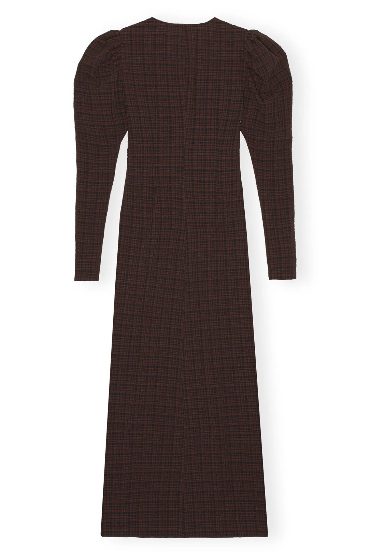 Fashion GANNI Seersucker-Maxikleid Mit V-Ausschnitt Chicory Coffee