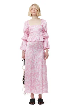 Best Sale GANNI Silk-Stretch-Satin-Bluse Bonbon