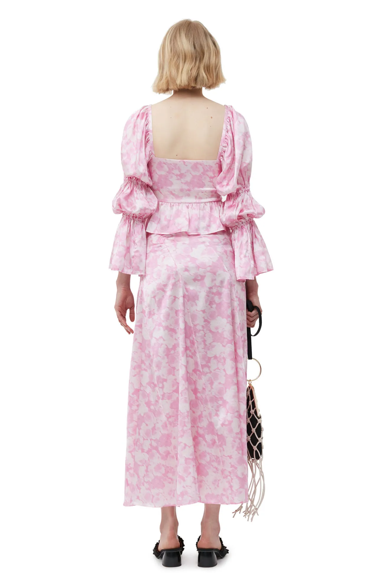 Best Sale GANNI Silk-Stretch-Satin-Bluse Bonbon