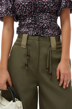 Shop GANNI Silk-Stretch-Satin-Bluse Mit Ruschen Black