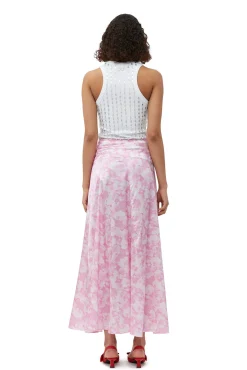 Cheap GANNI Silk-Stretch-Satin-Maxirock Bonbon