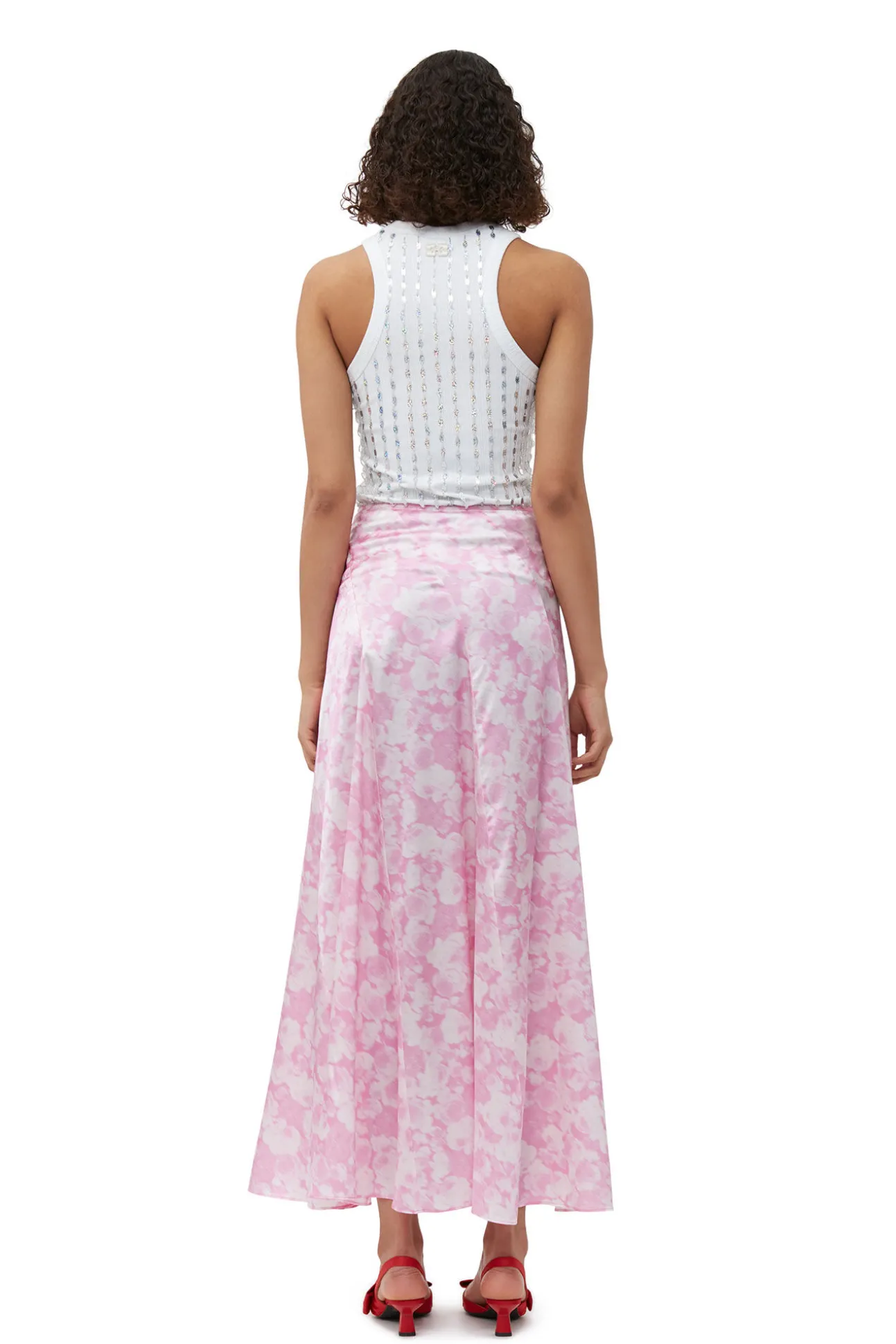 Cheap GANNI Silk-Stretch-Satin-Maxirock Bonbon
