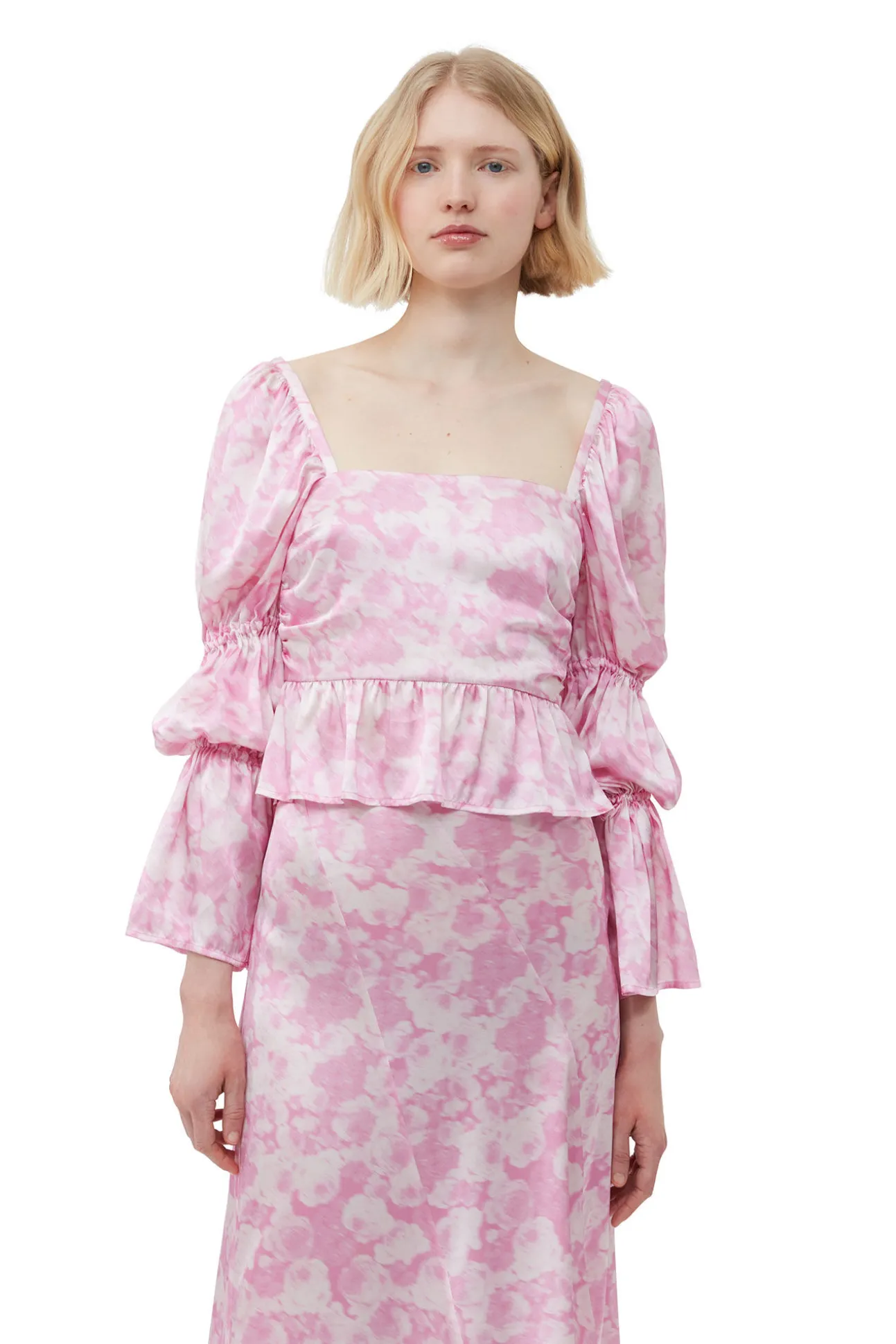Cheap GANNI Silk-Stretch-Satin-Maxirock Bonbon