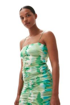 Sale GANNI Silk-Stretch-Satin-Minikleid Lily Green