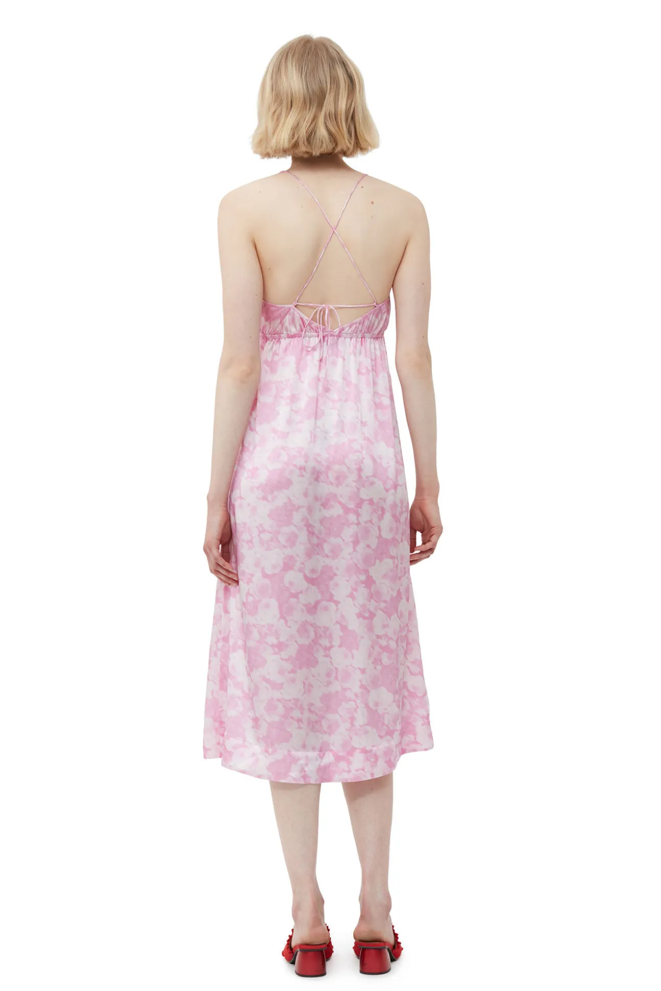 Best GANNI Silk-Stretch-Satin-Slip-Kleid Bonbon
