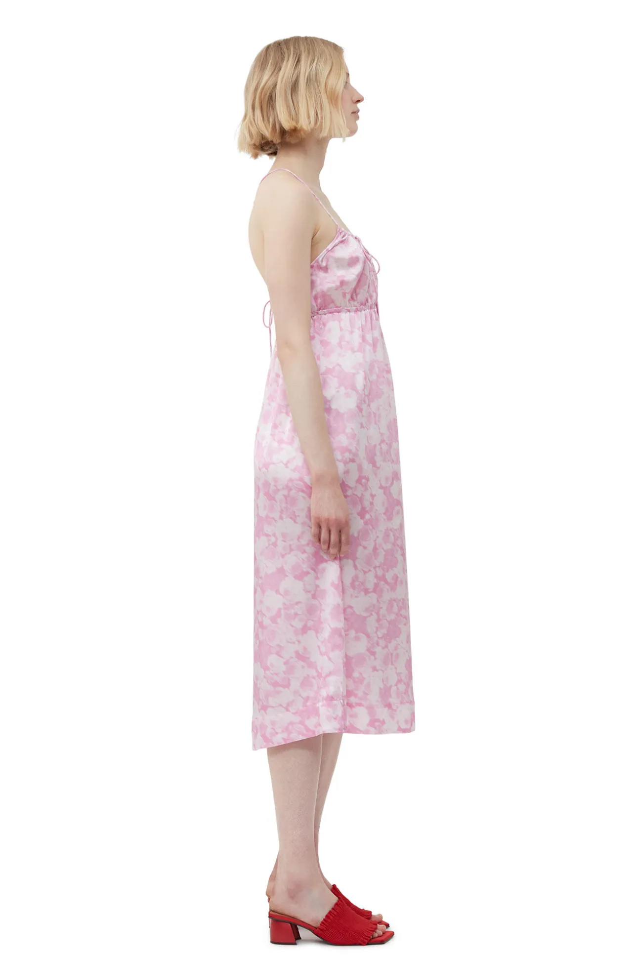 Best GANNI Silk-Stretch-Satin-Slip-Kleid Bonbon