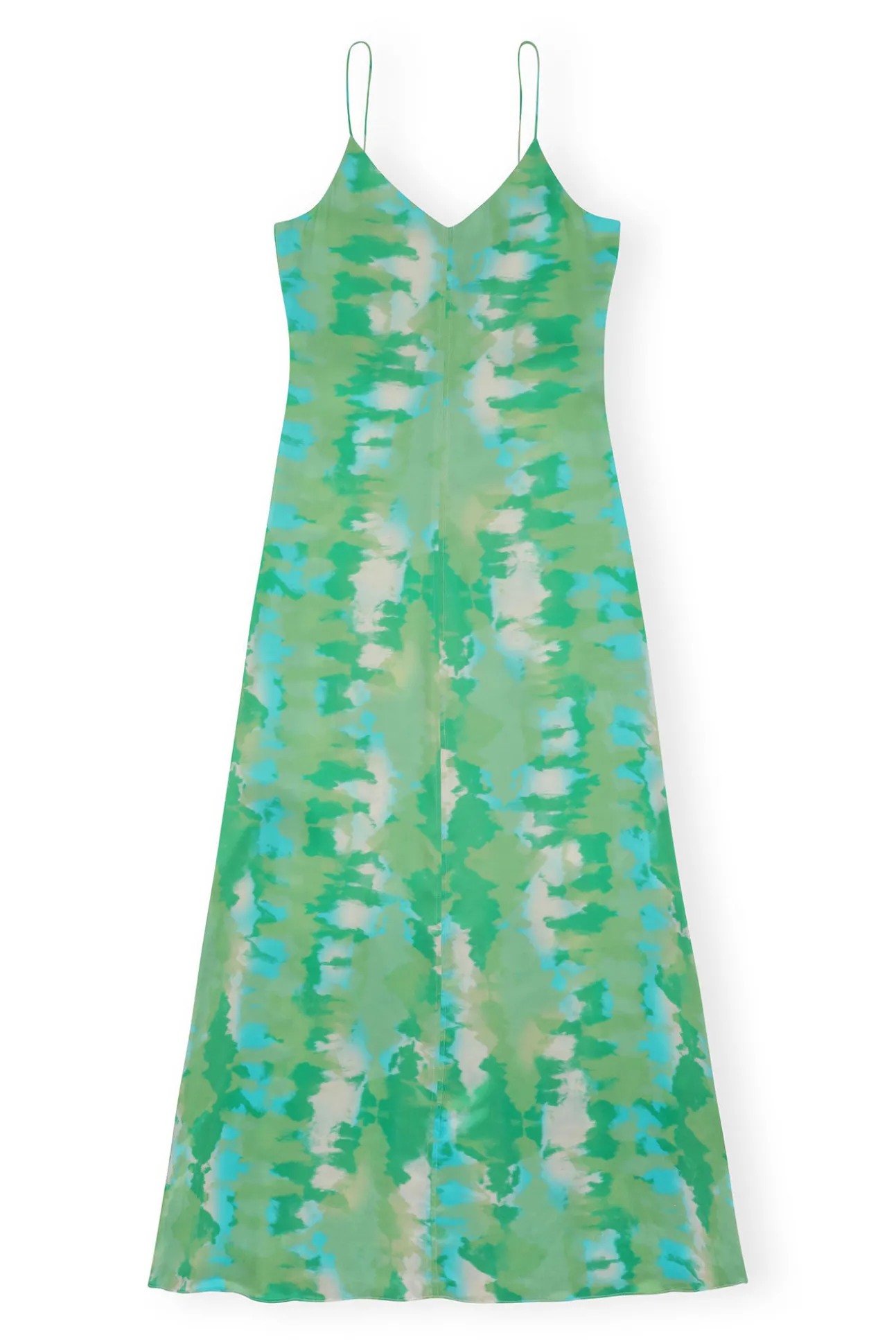 Store GANNI Silk-Stretch-Satin-Slip-Kleid Lily Green