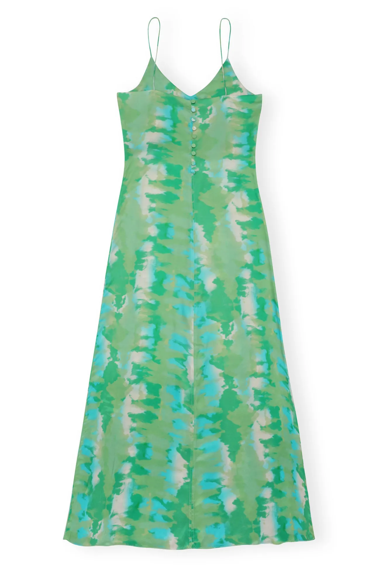 Store GANNI Silk-Stretch-Satin-Slip-Kleid Lily Green