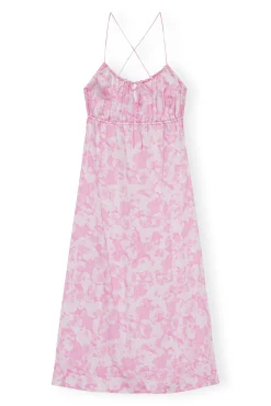 Best GANNI Silk-Stretch-Satin-Slip-Kleid Bonbon