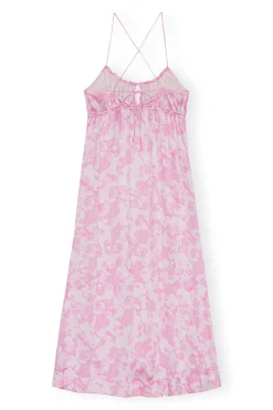 Best GANNI Silk-Stretch-Satin-Slip-Kleid Bonbon