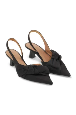 Hot GANNI Slingback-Pumps Mit Weicher Schleife Black