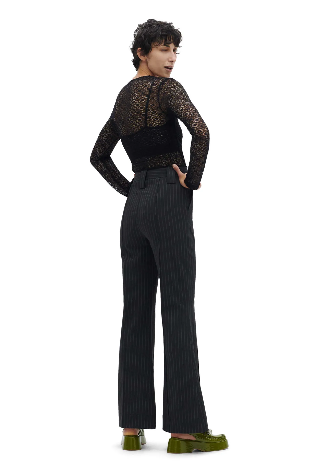 Sale GANNI Spitzen-Bodysuit Black