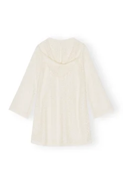 Online GANNI Spitzen-Mesh-Minikleid Mit Hoodie Egret