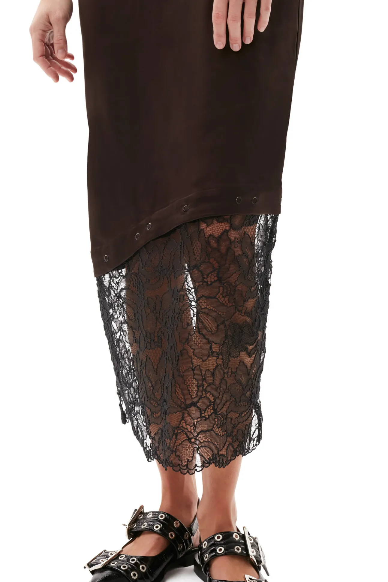 Shop GANNI Spitzen-Midikleid Mole